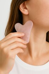 Doğal Pembe Kuvars Gua Sha Yüz ve Boyun Masaj Taşı - 2'Lİ SET