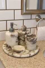 Doğal menekşe mermer banyo seti - 5' li set