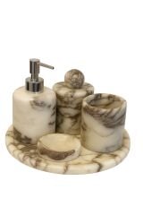 Doğal menekşe mermer banyo seti - 5' li set