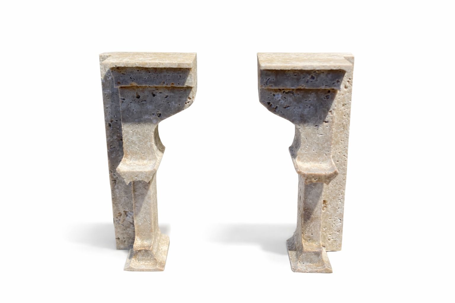 Traverten Doğal Taş Antik Kitap Tutucu (2'Lİ SET)