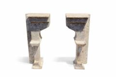 Traverten Doğal Taş Antik Kitap Tutucu (2'Lİ SET)