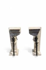 Traverten Doğal Taş Antik Obje Kitap tutucu (2'Lİ SET)