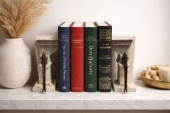 Traverten Doğal Taş Antik Obje Kitap tutucu (2'Lİ SET)