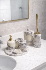 Menekşe Mermer Menekşe Top Obje Gold Banyo Seti  7'li set