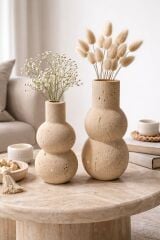 Traverten Form Dekoratif Vazo - 2'Lİ Set vazo