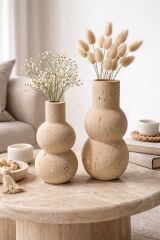 Traverten Form Dekoratif Vazo - 2'Lİ Set vazo