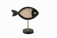 Nero Hazeran Balık Biblo Seti (2’li) – Siyah Mermer & Pirinç Ayaklı