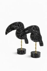 Toucan  Siyah Doğal Mermer Dekor Objesi (2’li Set)