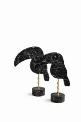 Toucan  Siyah Doğal Mermer Dekor Objesi (2’li Set)