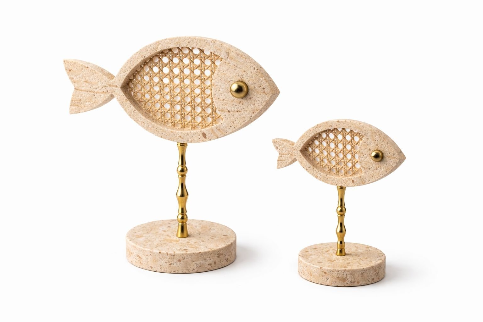 Marina Hazeran Traverten Balık Biblo Seti (2’li)