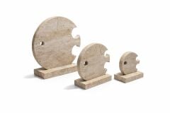 Doğal Traverten Balık Figürü Dekoratif Obje Seti – 3’lü