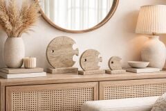 Doğal Traverten Balık Figürü Dekoratif Obje Seti – 3’lü