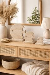 Doğal Traverten Balık Figürü Dekoratif Obje Seti – 3’lü