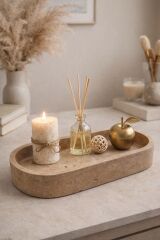 Traverten Oval Tepsi