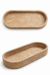 Traverten Oval Tepsi