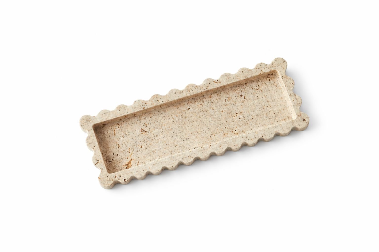 Traverten Kenar Detaylı Tepsi - 12x28 CM Tepsi