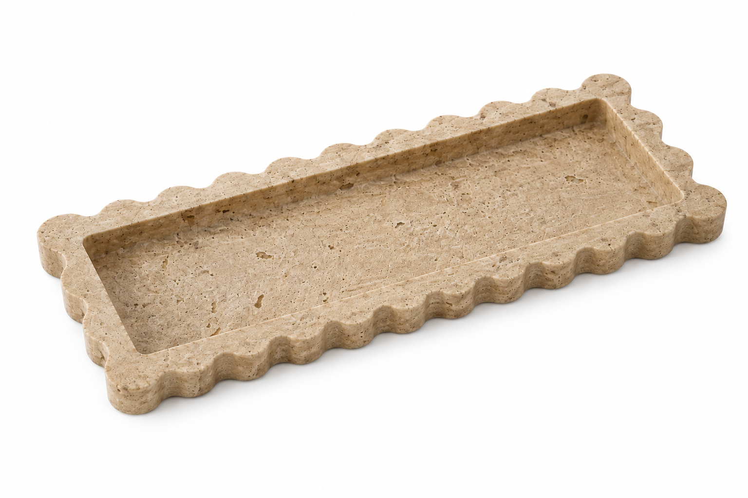 Traverten Kenar Detaylı Tepsi - 12x28 CM Tepsi