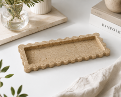 Traverten Kenar Detaylı Tepsi - 12x28 CM Tepsi
