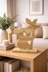 Doğal Traverten Koala Dekoratif Obje – Modern Taş Biblo