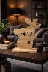 Doğal Traverten Koala Dekoratif Obje – Modern Taş Biblo