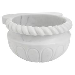 Beyaz Mermer Kurna Kenar İşlemeli