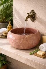 Kırmızı Mermer Kurna - Lavabo
