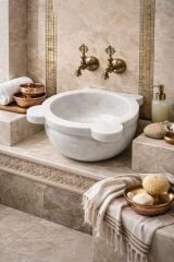 Prestige Beyaz Mermer Kurna