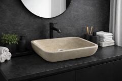 Doğal Traverten Tezgah Dikdörtgen Lavabo
