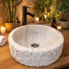 Doğal Mermer Kurna Lavabo – El İşçiliği Patlatma Lavabo