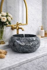 Doğal Gri Mermer Lavabo – Lüks Lavabo