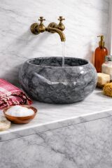 Doğal Gri Mermer Lavabo – Lüks Lavabo