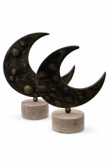 Traverten Tabanlı Altın Ay Dekoru – 2'li Dekoratif Obje