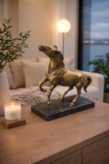 Bronze Horse Mermer Kaideli Dekoratif At Heykeli
