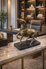 Bronze Horse Mermer Kaideli Dekoratif At Heykeli