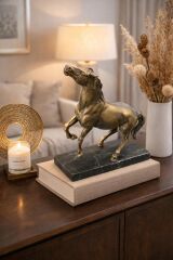 Bronze Horse Mermer Kaideli Dekoratif At Heykeli