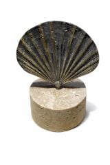 Traverten Kaideli Deniz Kabuğu Dekoratif Obje – Antik Pirinç Detaylı