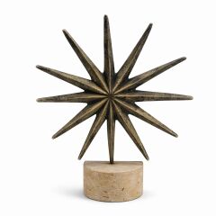 Traverten Kaideli Antik Pirinç Yıldız Dekor Obje