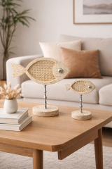 Marina Hazeran Traverten Balık Biblo Seti (2’li) Gümüş Ayaklı