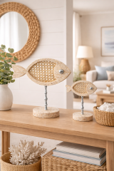 Marina Hazeran Traverten Balık Biblo Seti (2’li) Gümüş Ayaklı