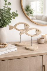 Marina Traverten Balık Biblo Seti (2’li) Gümüş Ayaklı