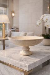 Traverten Ayaklı Dekoratif Kase