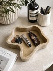 Doğal Traverten Organik Form Kase