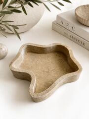 Doğal Traverten Organik Form Kase