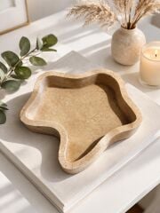 Doğal Traverten Organik Form Kase