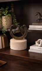 At Figürlü Nal Dekor – Mermer Tabanlı Premium Biblo