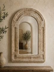 Traverten Doğal Taş Dekoratif Ayna – Rusticana Seri 40x60cm