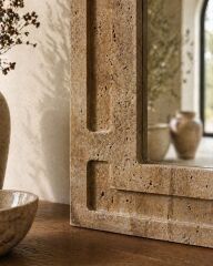 Traverten Doğal Taş 40x60cm Dekoratif Ayna – Rusticana Seri
