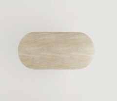 Traverten Oval Yemek Masası Profil Ayaklı