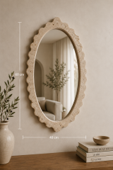 Traverten Doğal Taş  40x60cm Dekoratif Ayna Antique