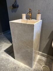Bej Mermer Monoblok Lavabo